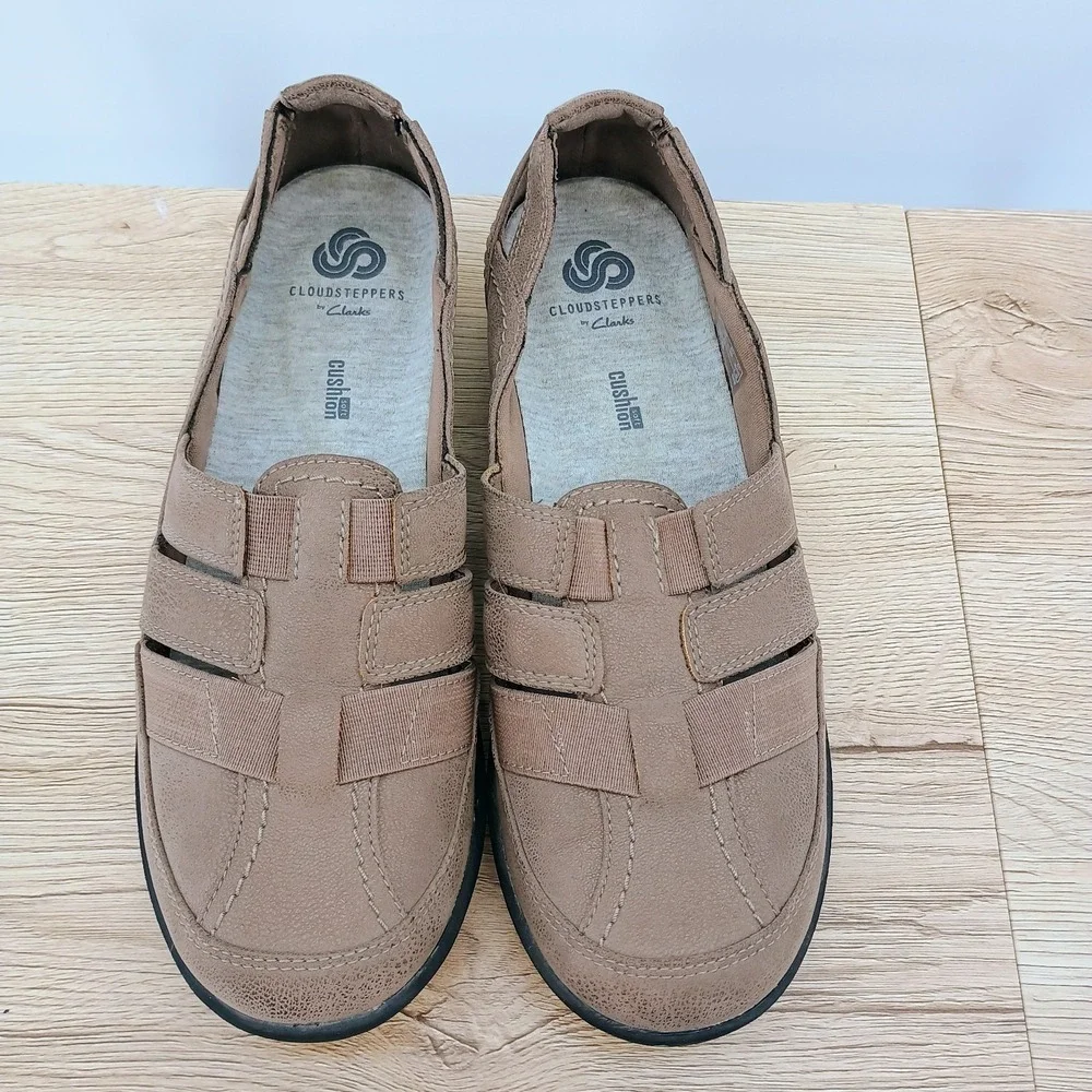 Clarks Cloudsteppers Sillian Paz Womens 8 M Bronze Metallic Comfort Loafer Shoes
